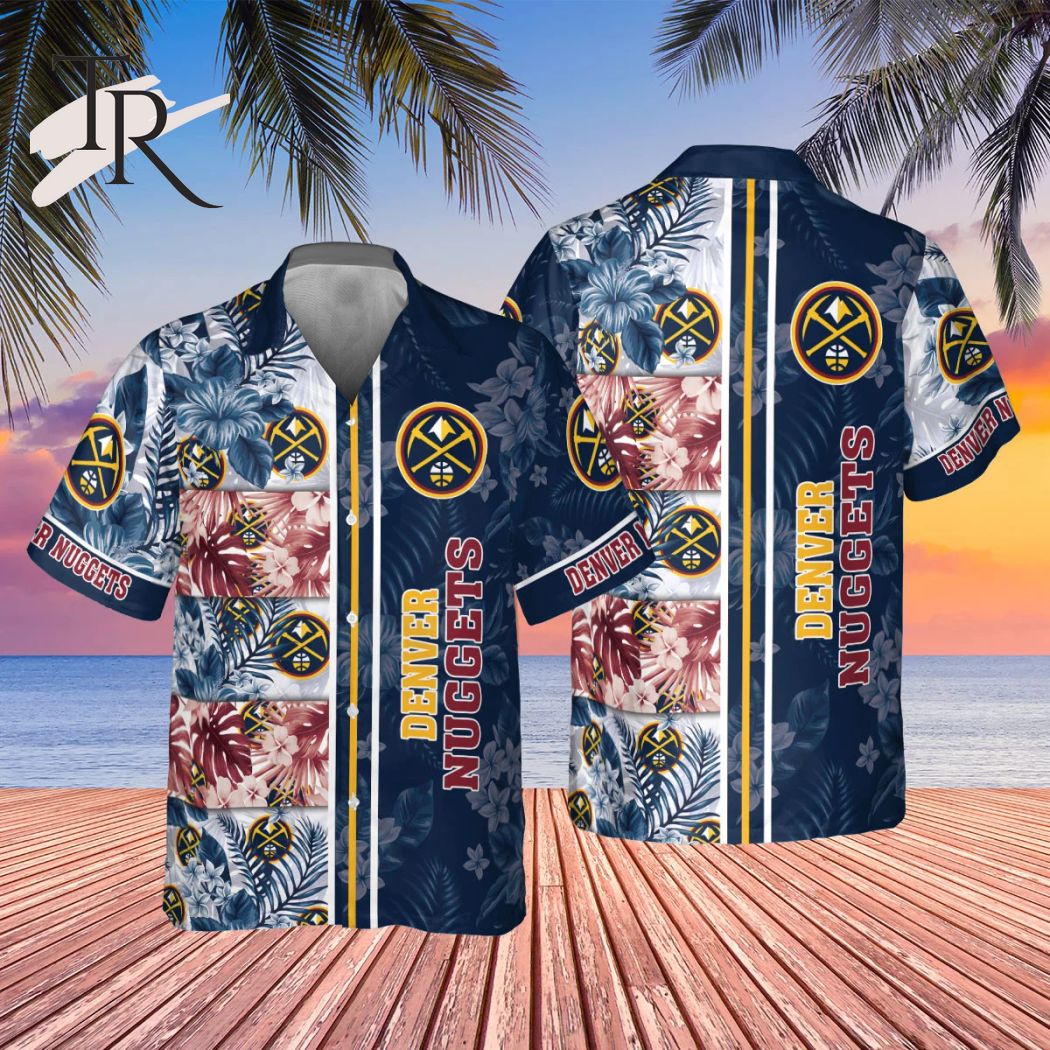 Denver Nuggets Tropical And Basketball Pattern Print Hawaiian Shirt