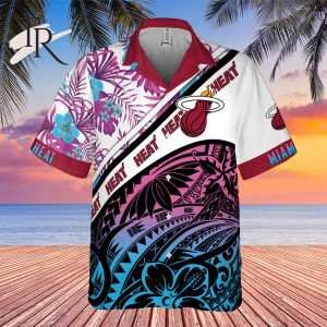 Miami Heat Polynesian Pattern National National Basketball Association 2023 AOP Hawaiian Shirt