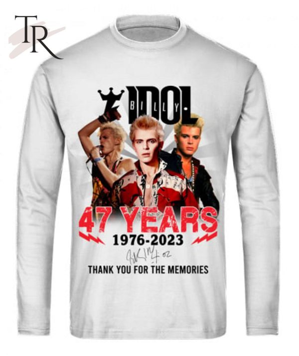 Billy Idol 47 Years 1976 – 2023 Thank You For The Memories T-Shirt – Limited Edition