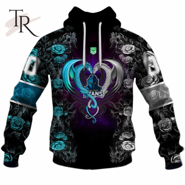 NRL Gold Coast Titans Rose Dragon Hoodie 3D