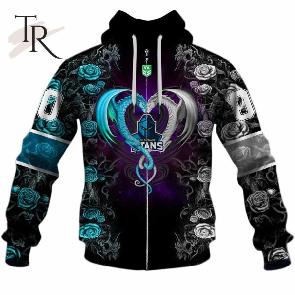 NRL Gold Coast Titans Rose Dragon Hoodie 3D