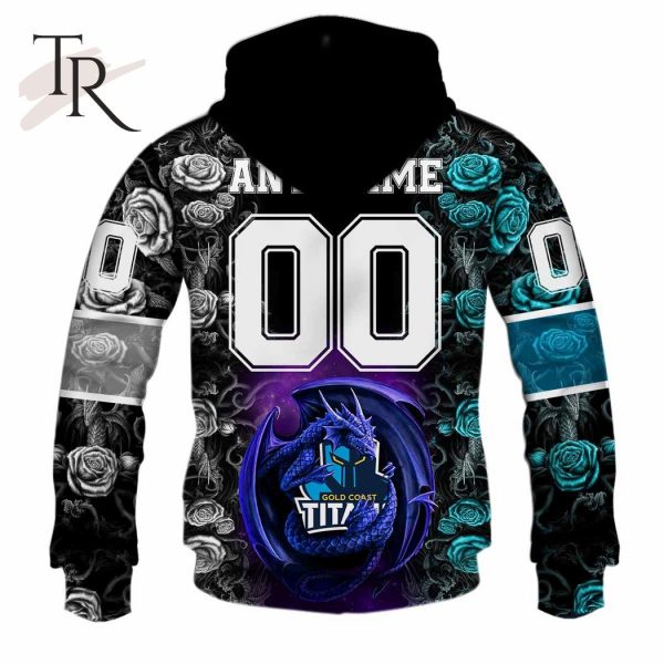 NRL Gold Coast Titans Rose Dragon Hoodie 3D