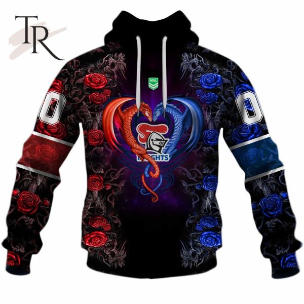 NRL Newcastle Knights Rose Dragon Hoodie 3D