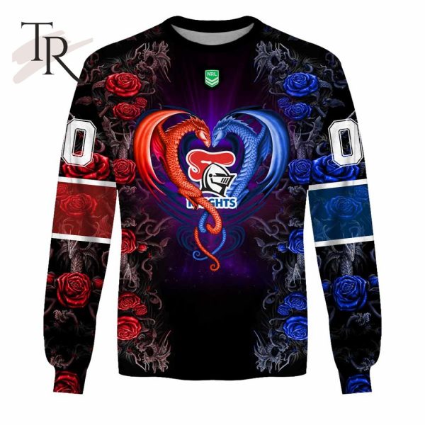 NRL Newcastle Knights Rose Dragon Hoodie 3D