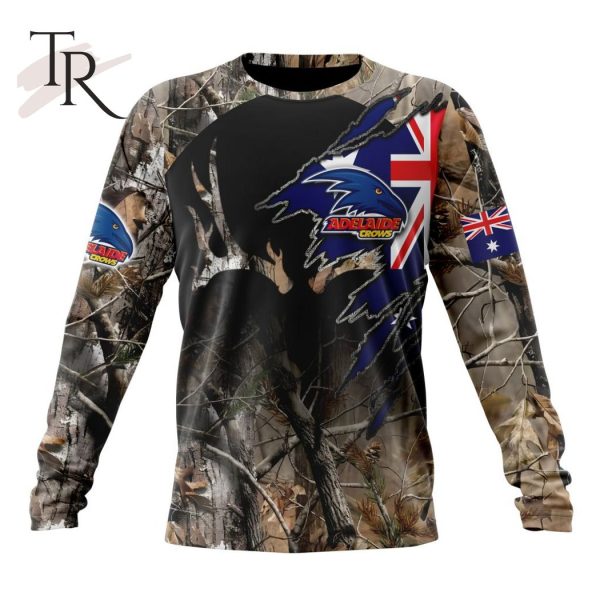 Personalized AFL Adelaide Crows Special Camo Realtree Hunting Hoodie 3D