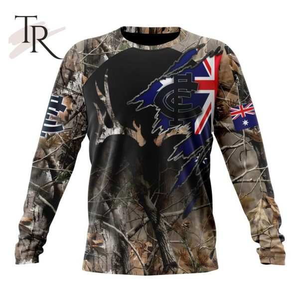 Personalized AFL Carlton Football Club Special Camo Realtree Hunting Hoodie  3D - Torunstyle
