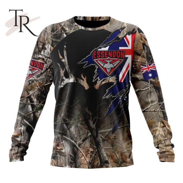 Personalized AFL Essendon Football Club Special Camo Realtree Hunting Hoodie 3D