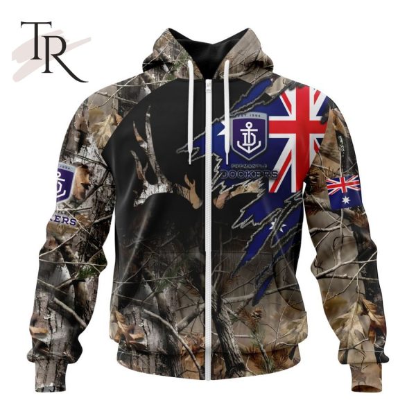 Personalized AFL Fremantle Dockers Special Camo Realtree Hunting Hoodie 3D