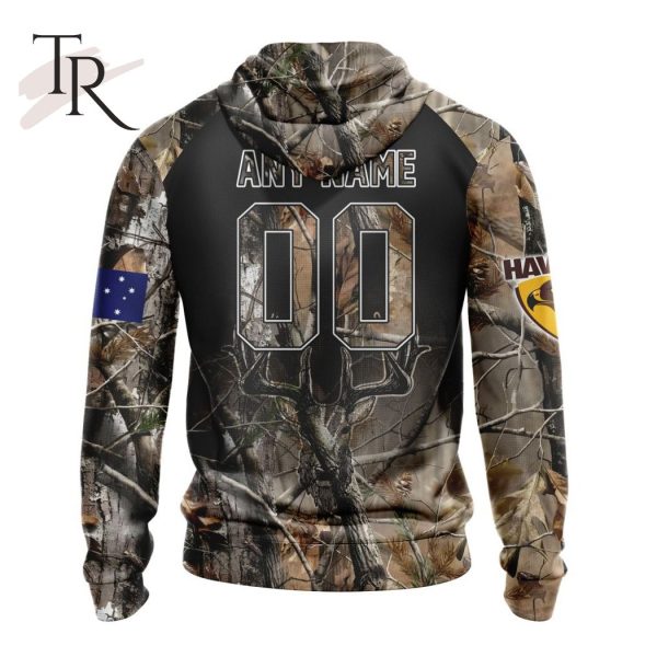 Personalized AFL Hawthorn Football Club Special Camo Realtree Hunting Hoodie 3D