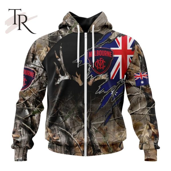 Personalized AFL Melbourne Football Club Special Camo Realtree Hunting Hoodie 3D