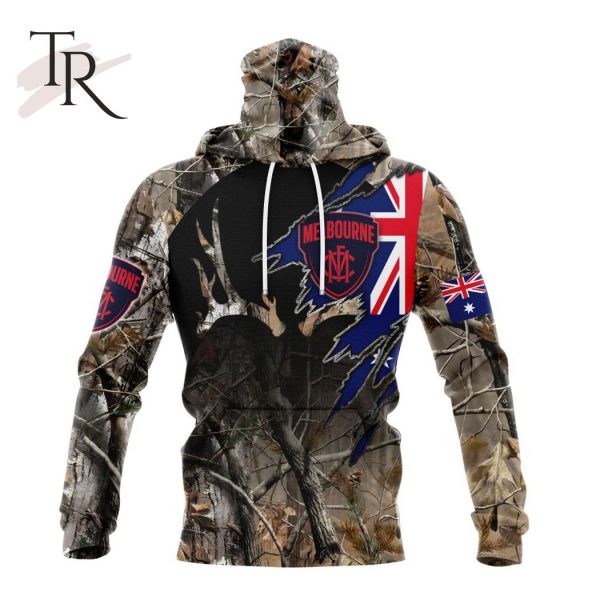 Personalized AFL Melbourne Football Club Special Camo Realtree Hunting Hoodie 3D