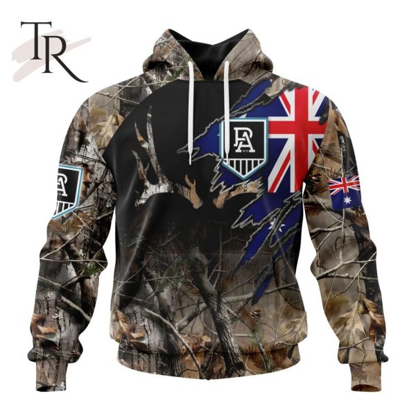 Personalized AFL Port Adelaide Football Club Special Camo Realtree Hunting Hoodie 3D