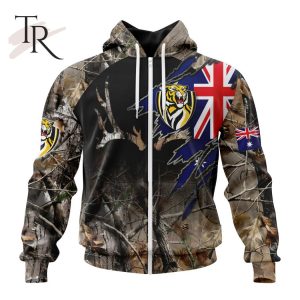 Personalized AFL Richmond Tigers Special Camo Realtree Hunting Hoodie 3D