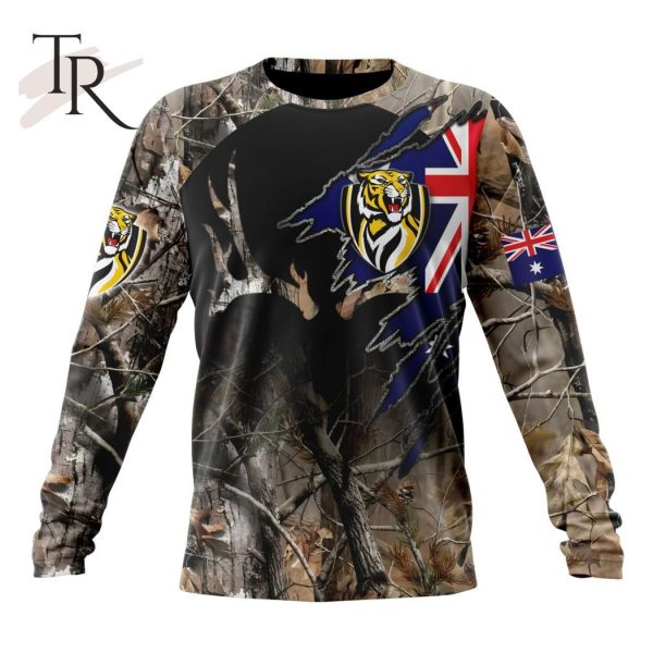 Personalized AFL Richmond Tigers Special Camo Realtree Hunting Hoodie 3D