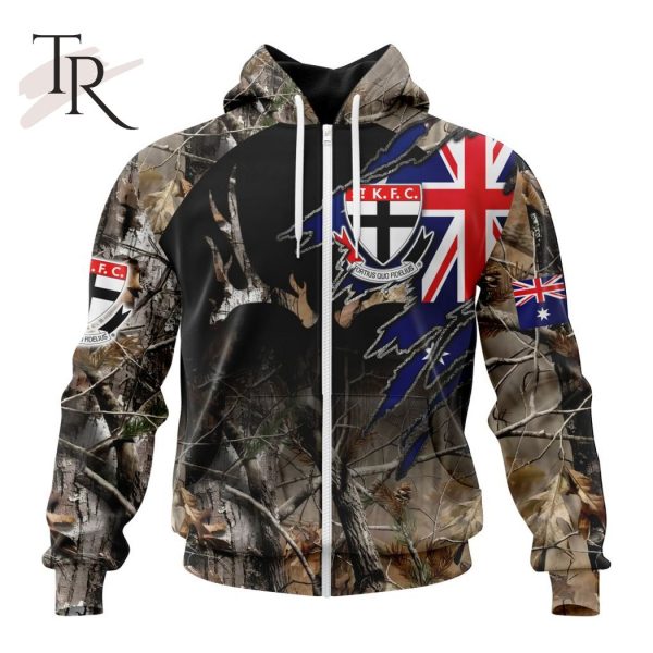 Personalized AFL St Kilda Football Club Special Camo Realtree Hunting Hoodie 3D