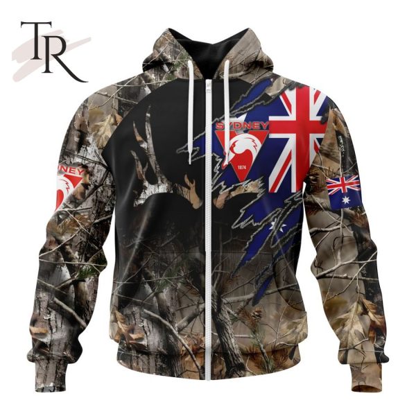 Personalized AFL Sydney Swans Special Camo Realtree Hunting Hoodie 3D