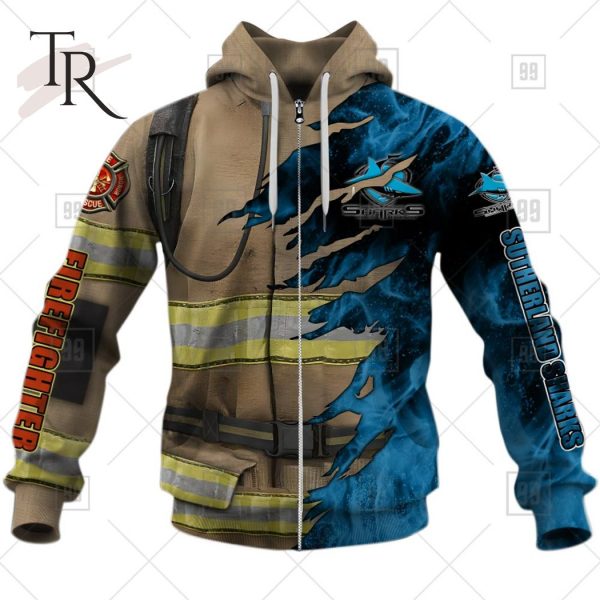 NRL Cronulla Sutherland Sharks Special Design With Firefighter Hoodie 3D