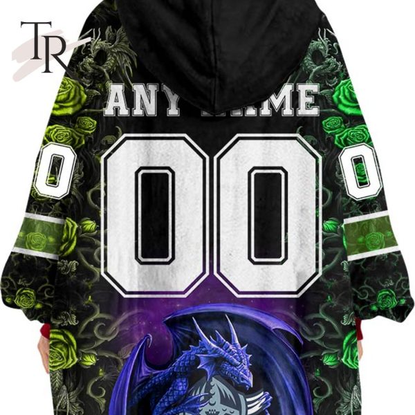 Custom Name And Number NRL Canberra Raiders Rose Dragon Oodie Blanket Hoodie