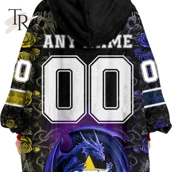 Custom Name And Number NRL North Queensland Cowboys Rose Dragon Oodie Blanket Hoodie