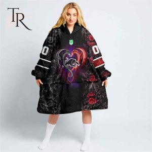 Custom Name And Number NRL Penrith Panthers Rose Dragon Oodie Blanket Hoodie