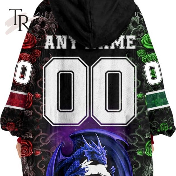 Custom Name And Number NRL South Sydney Rabbitohs Rose Dragon Oodie Blanket Hoodie