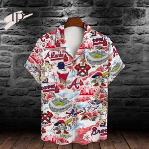 MLB Atlanta Braves Baseball Pattern On White Background Print Hawaiian Shirt