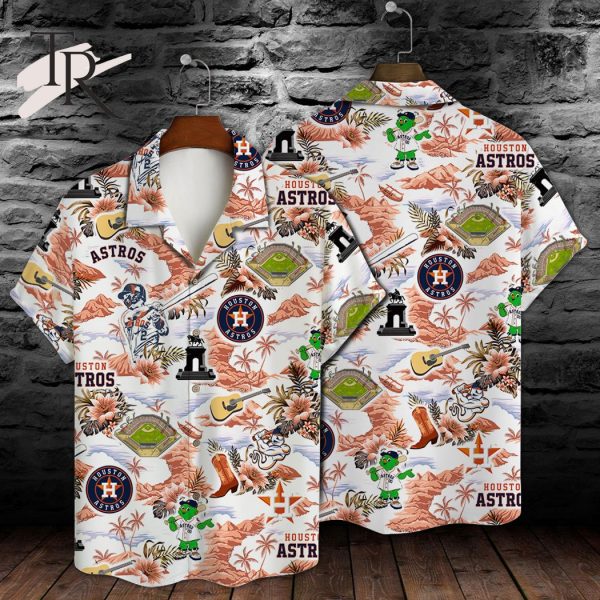 MLB Houston Astros Baseball Pattern On White Background Print Hawaiian Shirt