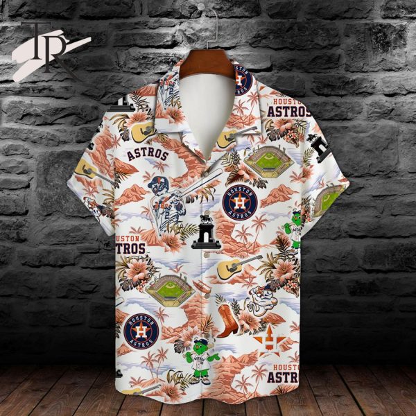 MLB Houston Astros Baseball Pattern On White Background Print Hawaiian Shirt