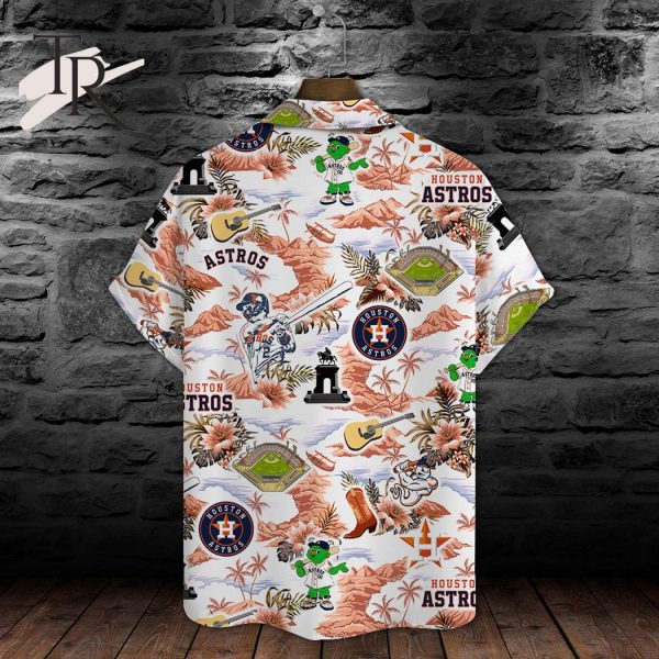 MLB Houston Astros Baseball Pattern On White Background Print Hawaiian Shirt