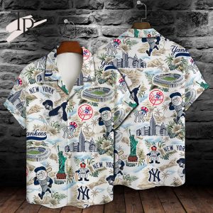 MLB New York Yankees Baseball Pattern On White Background Print Hawaiian Shirt