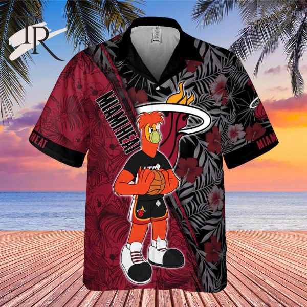 NBA Miami Heat Red Hibiscus Flower Pattern Print Hawaiian Shirt