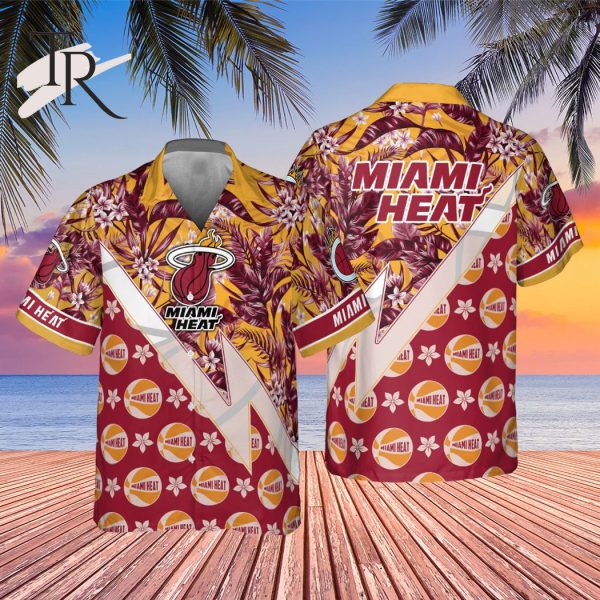 NBA Miami Heat Tropical And Basketball Pattern Print Hawaiian Shirt