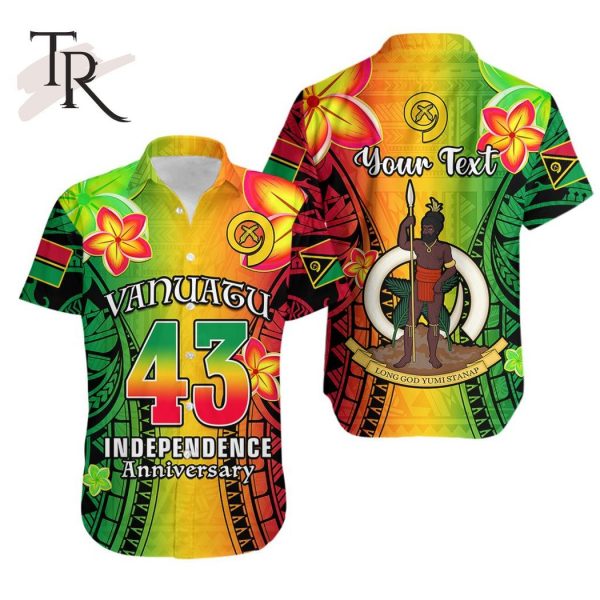Personalised 1980 Vanuatu Hawaiian Shirt Happy 43rd Independence Day Reggae Version