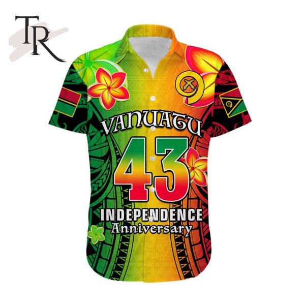 Personalised 1980 Vanuatu Hawaiian Shirt Happy 43rd Independence Day Reggae Version