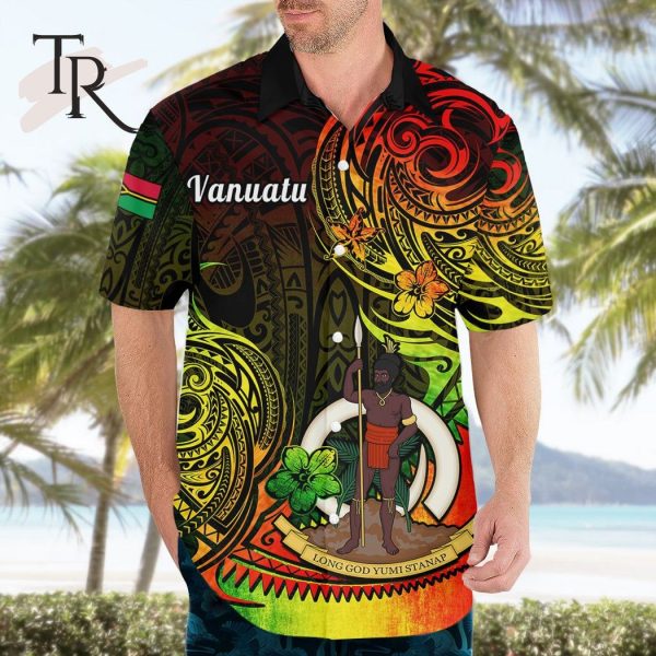 Personalised Vanuatu Hawaiian Shirt Reggae Polynesia Long God Yumi Stanap