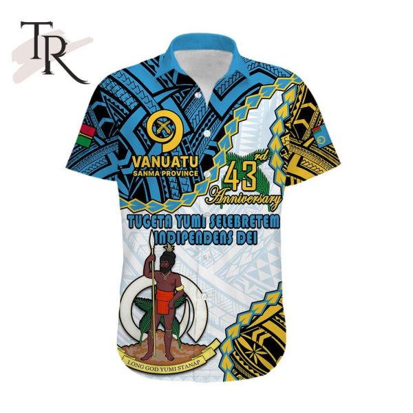 Polynesian Pride Sanma Province 43rd Anniversary Vanuatu Hawaiian Shirt Tugeta Yumi Selebretem Indipendens Dei