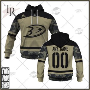 Personalized NHL Anaheim Ducks Camo Military Appreciation Team Authentic Custom Practice Jersey Hoodie 3D