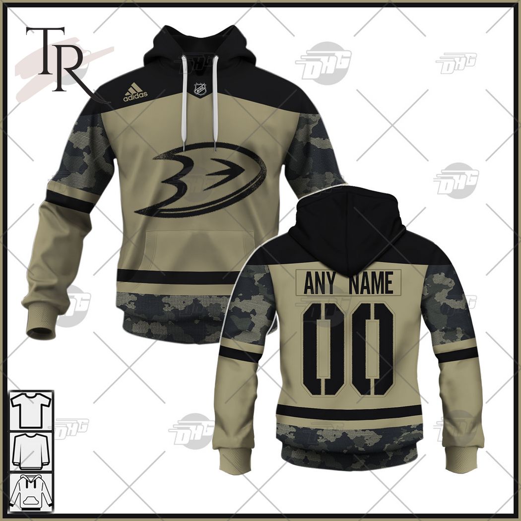 Men's Adidas Ducks Personalized Camo Authentic NHL Jersey