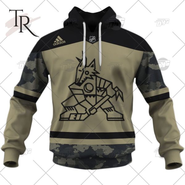 Personalized NHL Arizona Coyotes Camo Military Appreciation Team Authentic Custom Practice Jersey Hoodie 3D