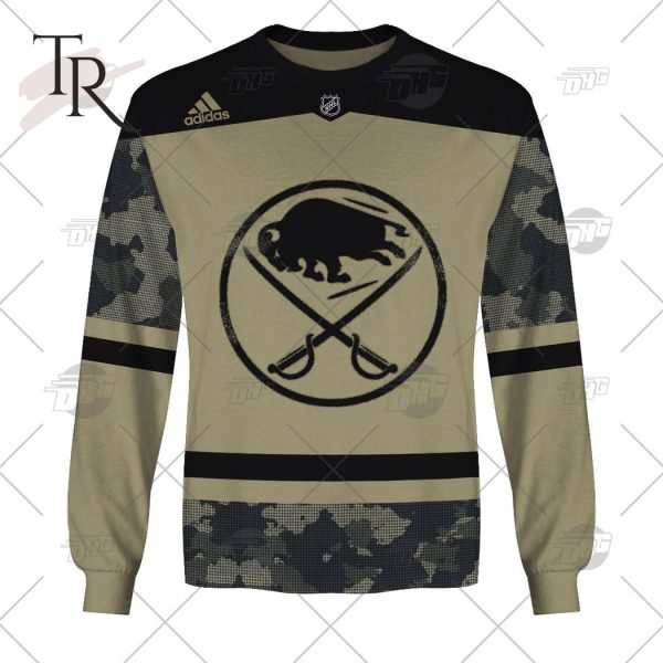 Personalized NHL Buffalo Sabres Camo Military Appreciation Team Authentic Custom Practice Jersey Hoodie 3D