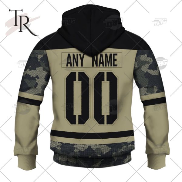 Personalized NHL Calgary Flames Camo Military Appreciation Team Authentic Custom Practice Jersey Hoodie 3D