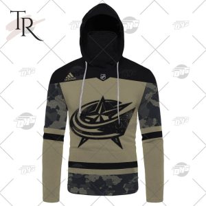 Personalized NHL Columbus Blue Jackets Camo Military Appreciation Team Authentic Custom Practice Jersey Hoodie 3D