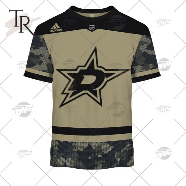 Personalized NHL Dallas Stars Camo Military Appreciation Team Authentic Custom Practice Jersey Hoodie 3D