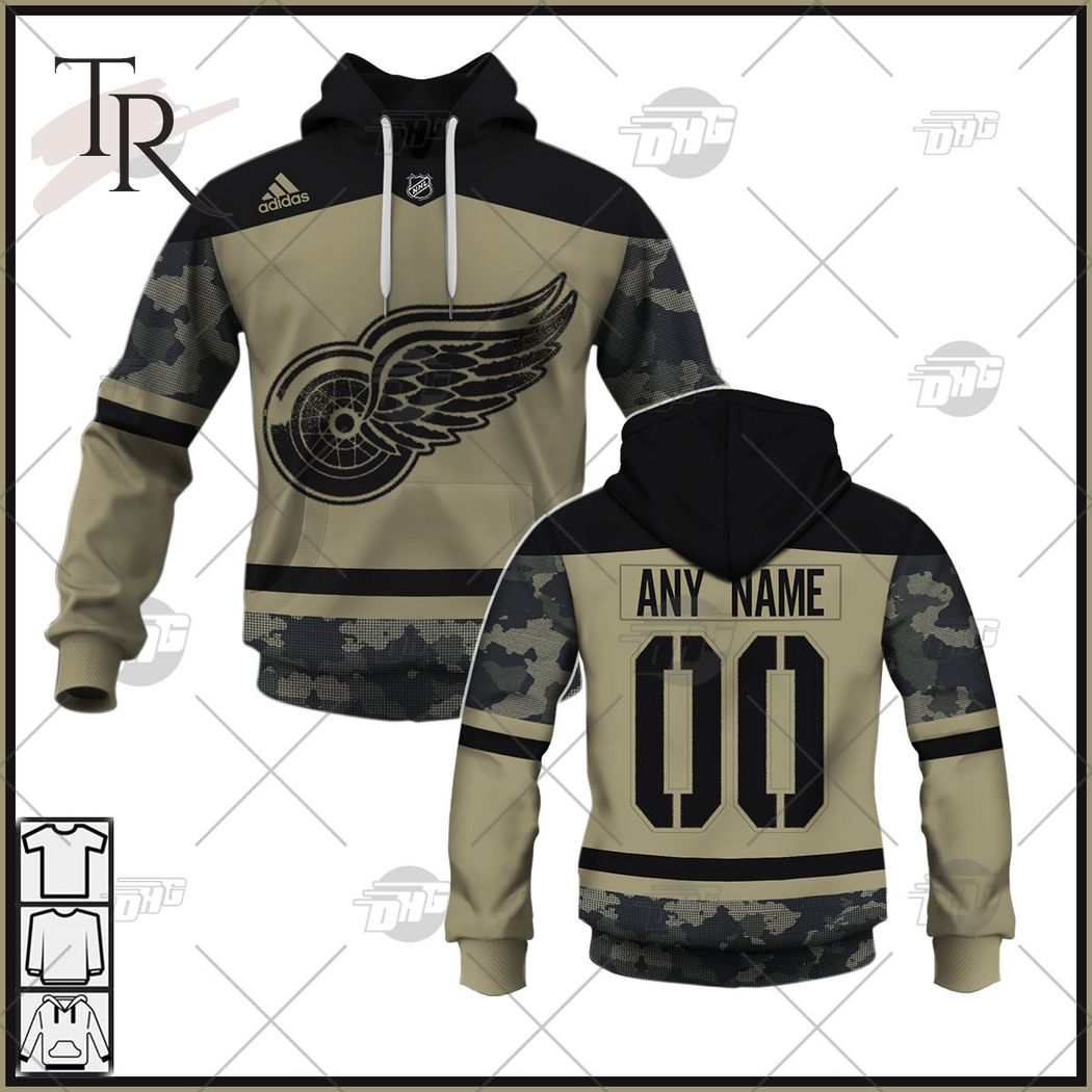 Personalized NHL Detroit Red Wings Camo Military Appreciation Team