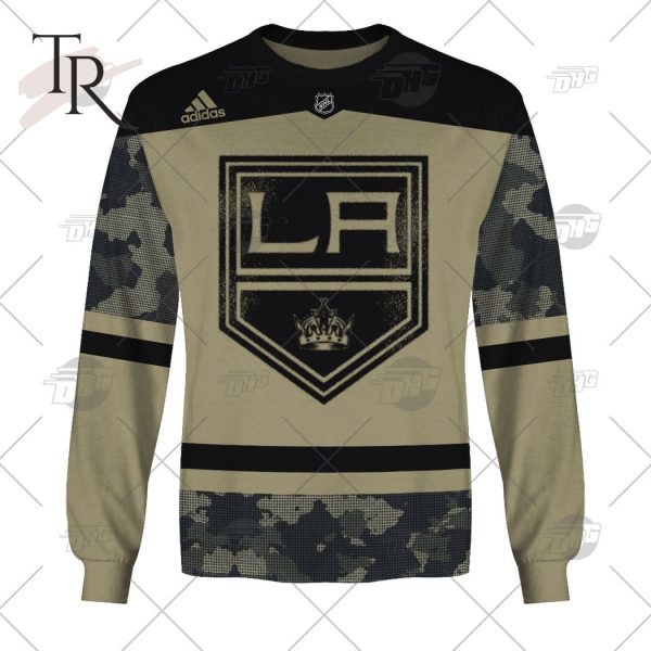 Personalized NHL Los Angeles Kings Camo Military Appreciation Team Authentic Custom Practice Jersey Hoodie 3D