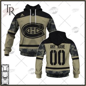 Personalized NHL Montreal Canadiens Camo Military Appreciation Team Authentic Custom Practice Jersey Hoodie 3D