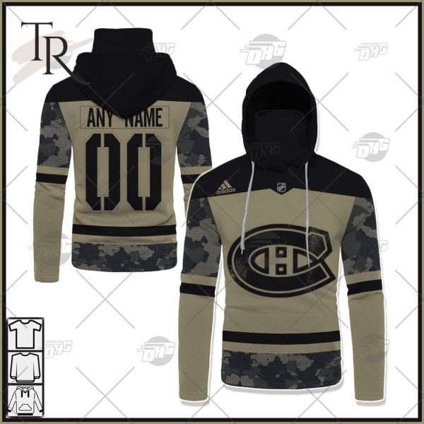 Personalized NHL Montreal Canadiens Camo Military Appreciation Team Authentic Custom Practice Jersey Hoodie 3D