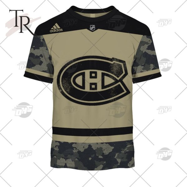 Personalized NHL Montreal Canadiens Camo Military Appreciation Team Authentic Custom Practice Jersey Hoodie 3D