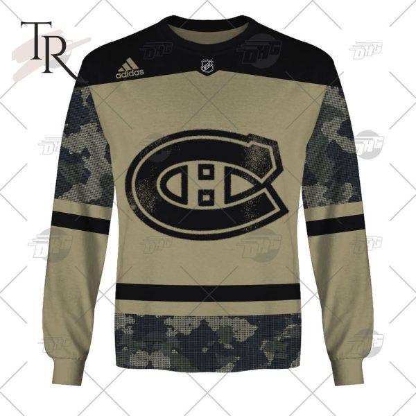 Personalized NHL Montreal Canadiens Camo Military Appreciation Team Authentic Custom Practice Jersey Hoodie 3D