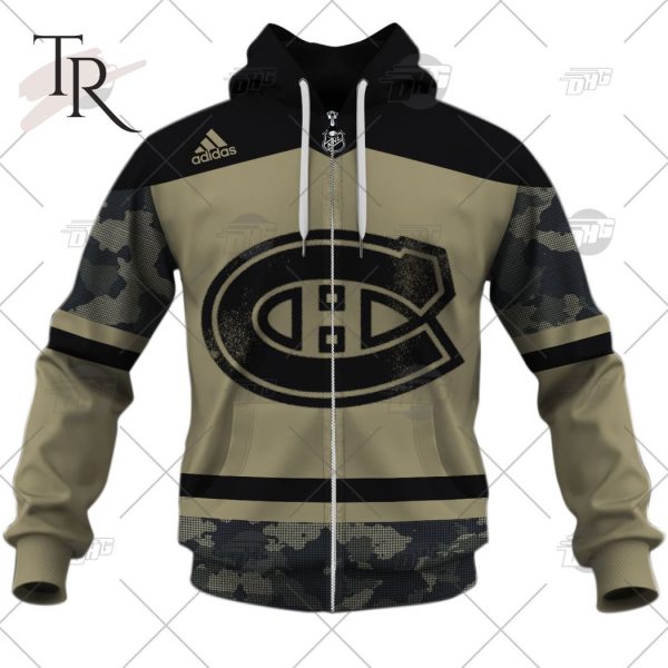 Personalized NHL Montreal Canadiens Camo Military Appreciation Team Authentic Custom Practice Jersey Hoodie 3D